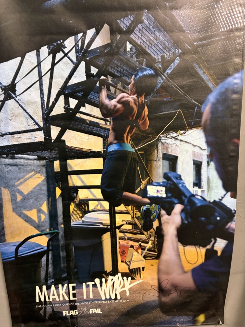 Make It Work Poster - Muscular Athlete Pull-Up Scene